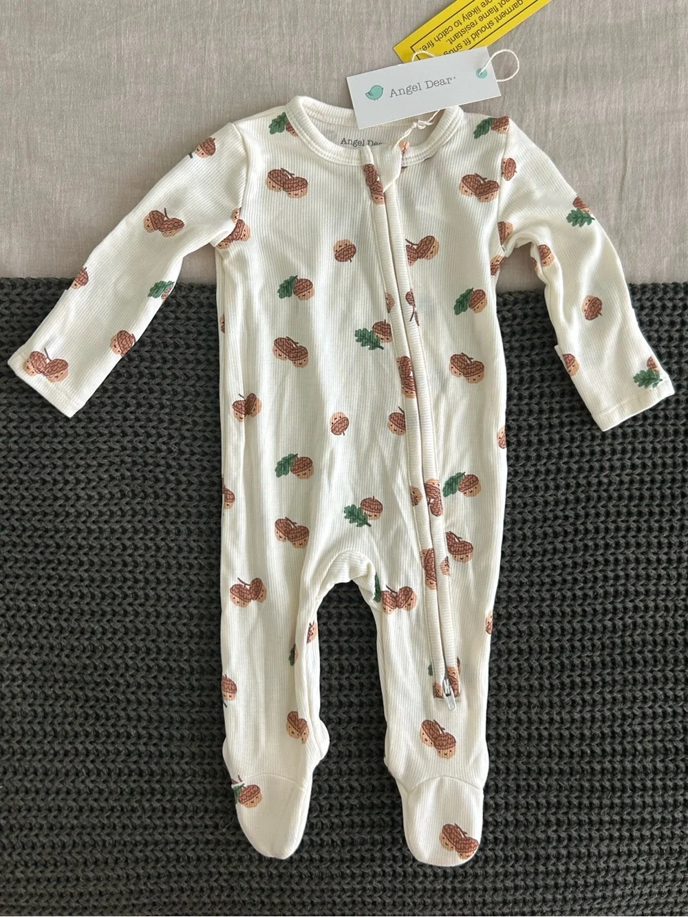 NWT Angel Dear acorn fall print footie pajamas